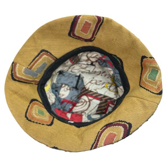Vintage 1990s Abstract Sofa Print Tapestry Bucket Hat Size M Retro Streetwear - Picture 5 of 7